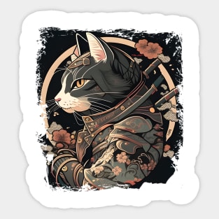 Japanese Cat Samurai Katana Sameowrai Anime Funny Sticker